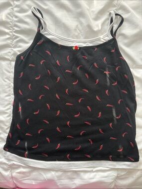 Black Chili Print Layered Cami Tank Top
